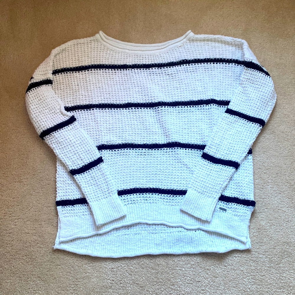 Hollister white and black striped sweater size S